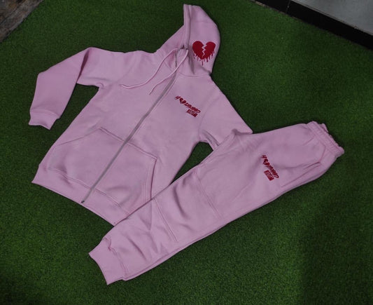 Pink & Red Zip-Up Tracksuit